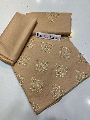 Chikan Kari - Lawn 2 Pcs Embroidered Unstitched Suit - Summer Oufits.