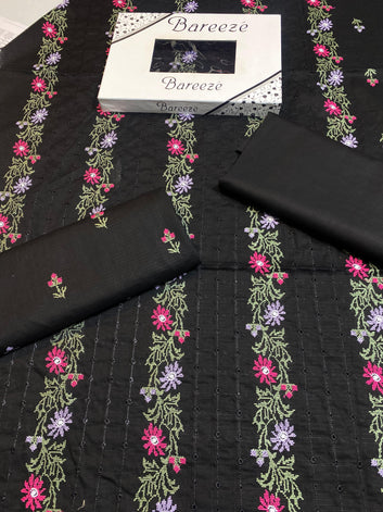 Chikan Kari - Doria Lawn 2 Pcs Embroidered Unstitched Suit - Summer Oufits.