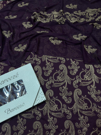 Bareeze- Karandi 3 Pcs All Over Embroidered Unstitched Suit With Chiffon Dupatta