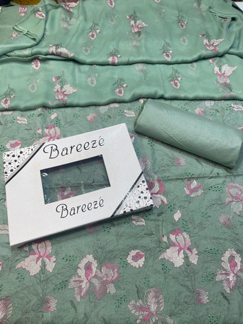 Chikan Kari - Lawn 3 Pcs Allover Embroidered unstitched Dress with Chiffon Dupatta.