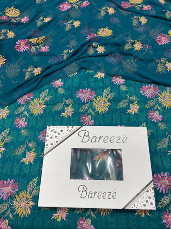 Bareeze - Lawn 3 Pcs Allover Embroidered unstitched Dress with Chiffon Dupatta.