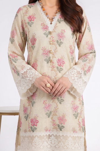 Bareeze - Lawn 3 Pcs Allover Embroidered unstitched Dress with Chiffon Dupatta.