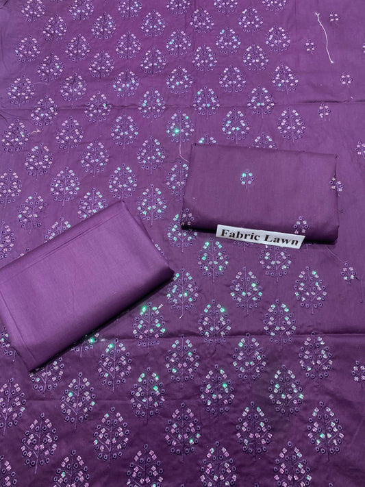 Beautiful Lawn 2 Pcs Embroidered Unstitched Suit - Summer Oufits.