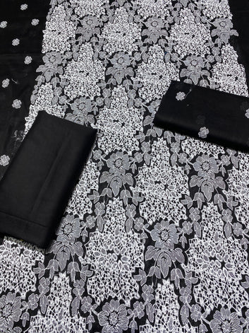 Chikan Kari - Lawn 2 Pcs Embroidered Unstitched Suit - Summer Oufits.