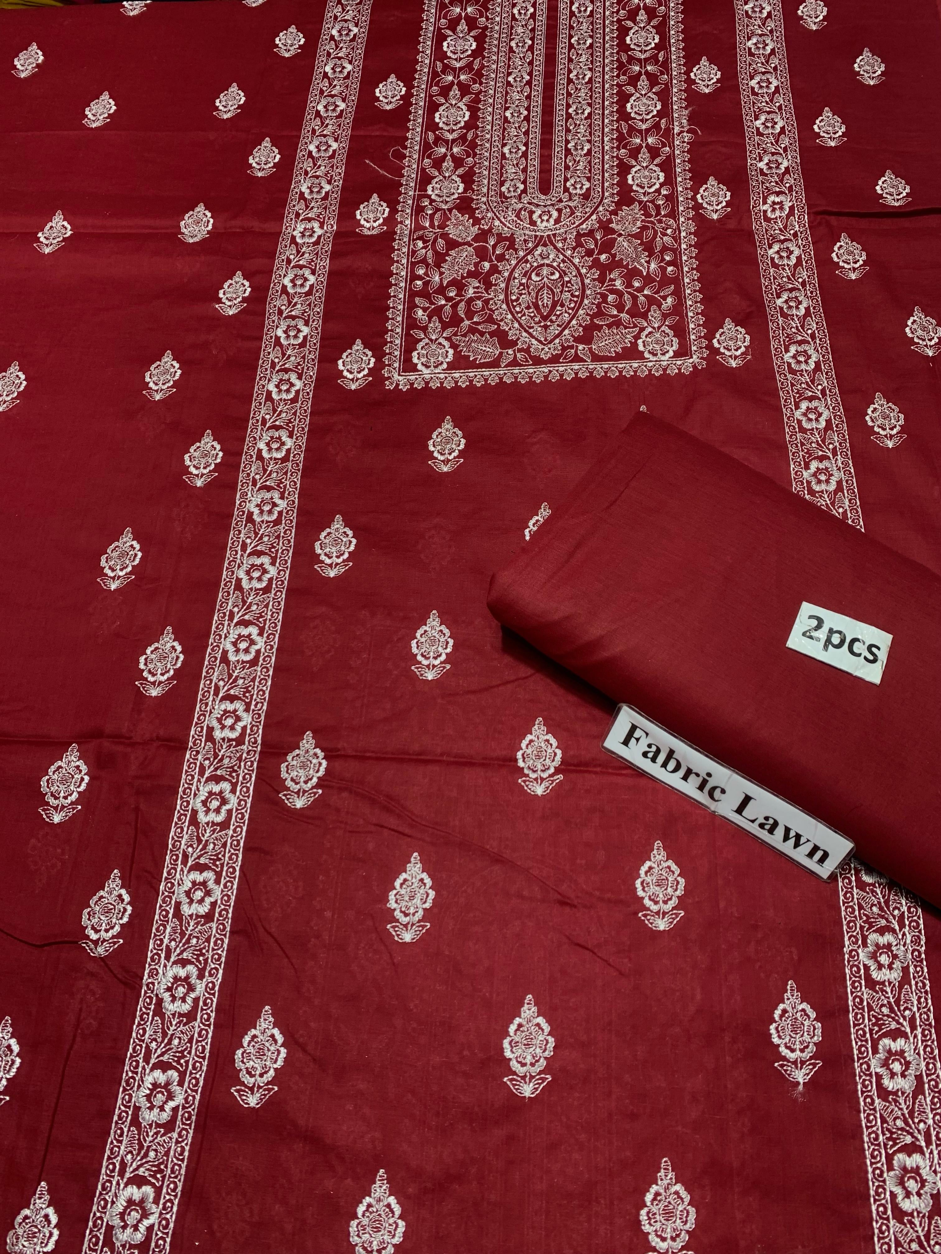 Embroidered - Lawn 2 Pcs   Unstitched Shirt and Trouser