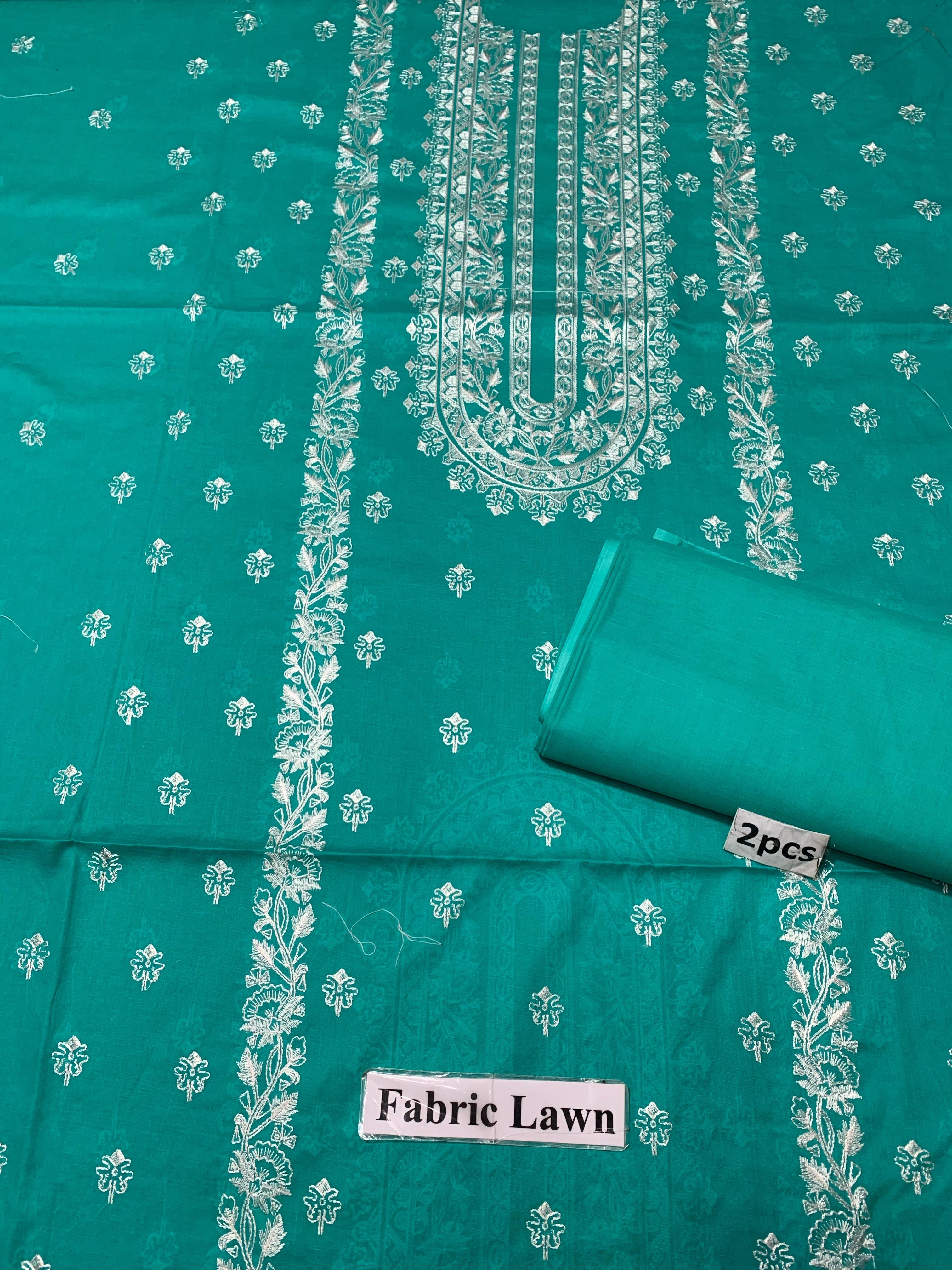 Embroidered - Lawn 2 Pcs   Unstitched Shirt and Trouser