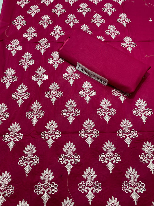 Chikan Kari - Lawn 2 Pcs Embroidered Unstitched Suit - Summer Oufits.