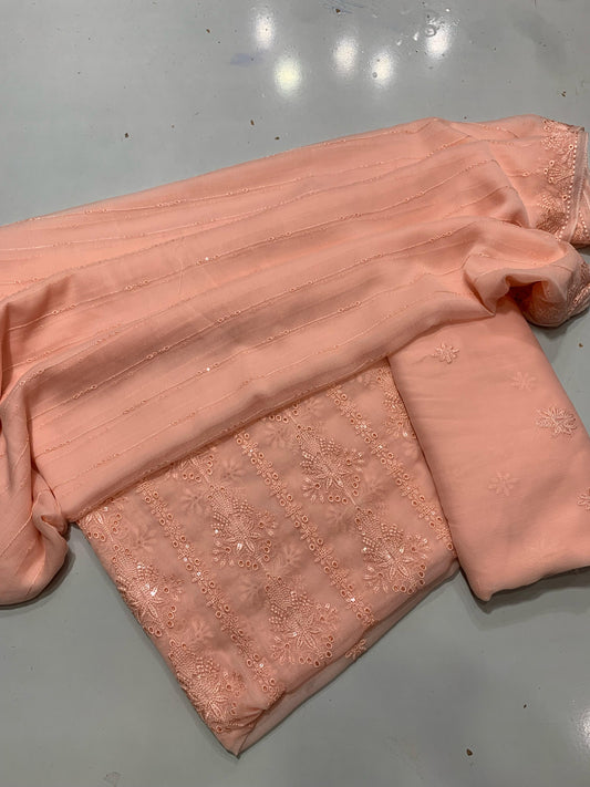 Fancy Crinkle Chiffon 2Pcs Shirt and Dupatta.