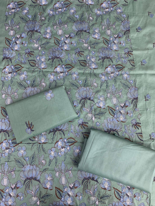 Beautiful Lawn 2 Pcs Embroidered Unstitched Suit - Summer Oufits.