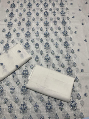 Chikan Kari - Lawn 2 Pcs Embroidered Unstitched Suit - Summer Oufits.