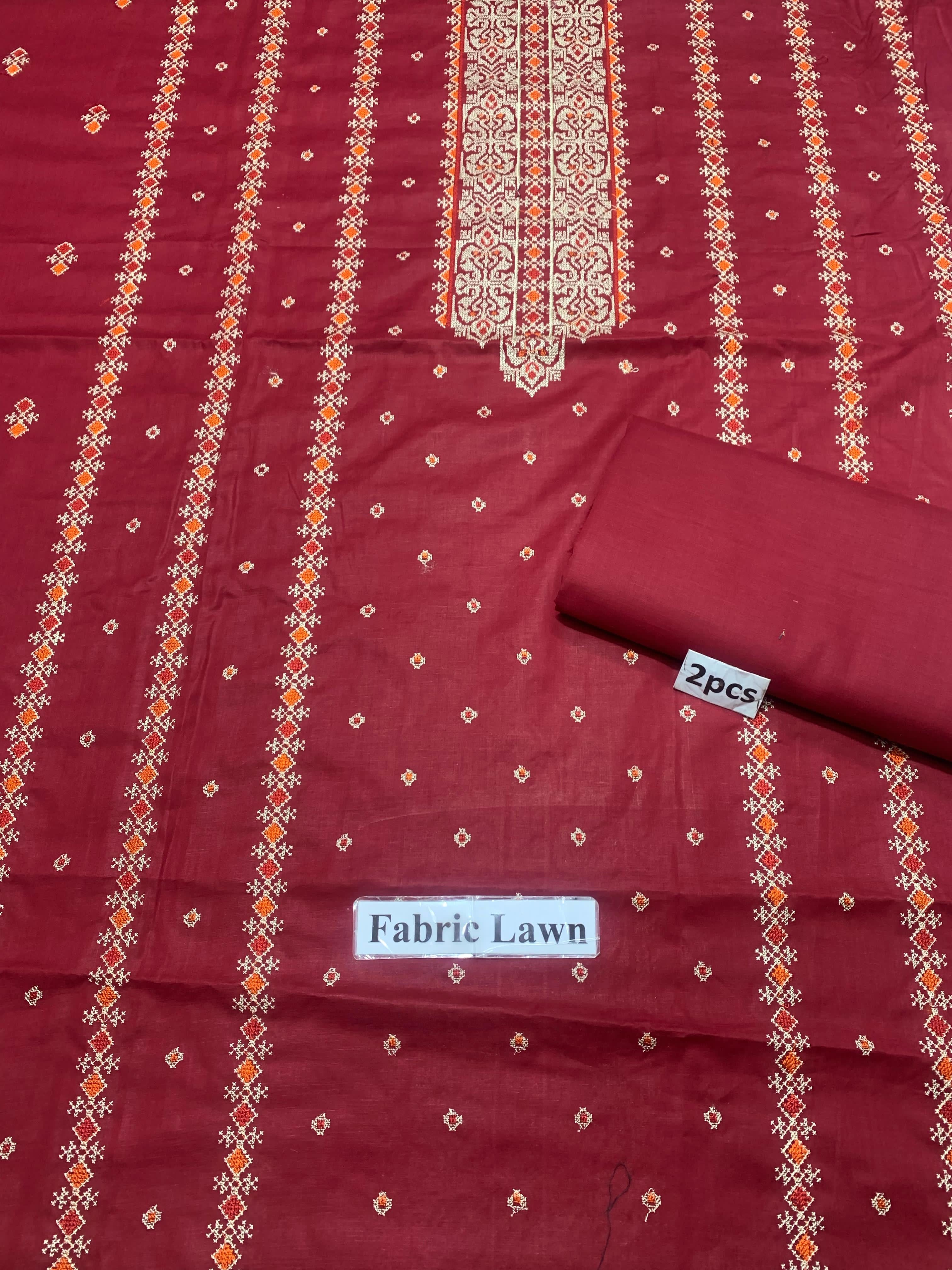 Embroidered - Lawn 2 Pcs   Unstitched Shirt and Trouser