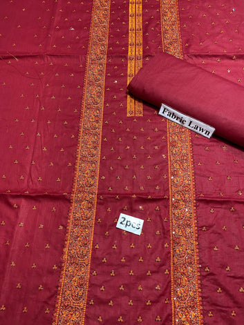 Embroidered - Lawn 2 Pcs   Unstitched Shirt and Trouser.