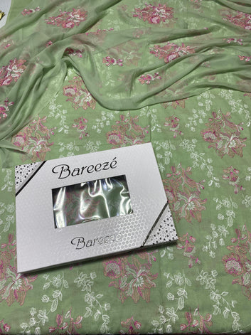 Bareeze - Lawn 3 Pcs Allover Embroidered unstitched Dress with Chiffon Dupatta.