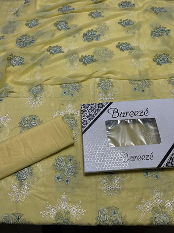Bareeze - Lawn 3 Pcs Allover Embroidered unstitched Dress with Chiffon Dupatta.