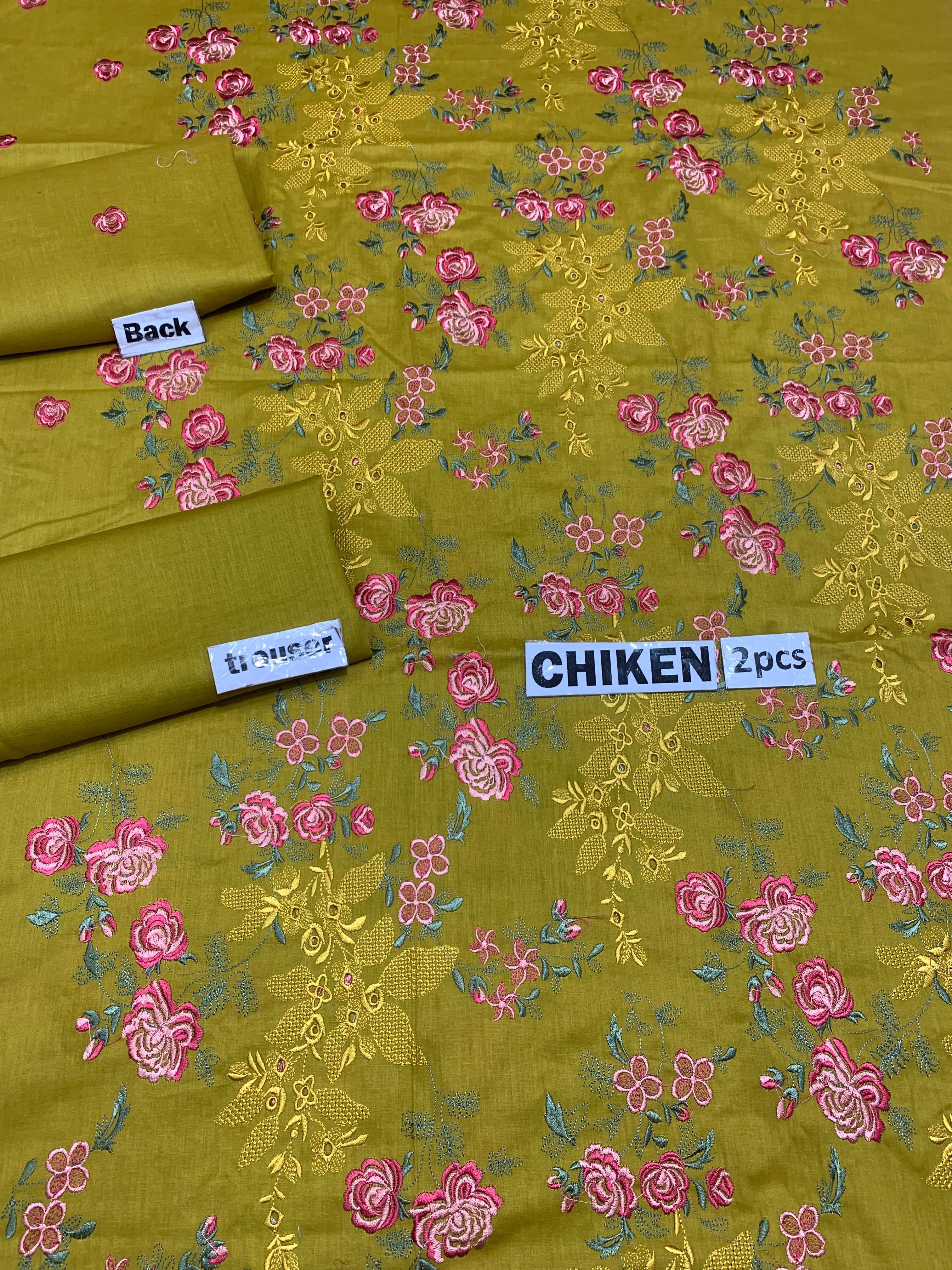 Chikan Kari - Lawn 2 Pcs Embroidered Unstitched Suit - Summer Oufits