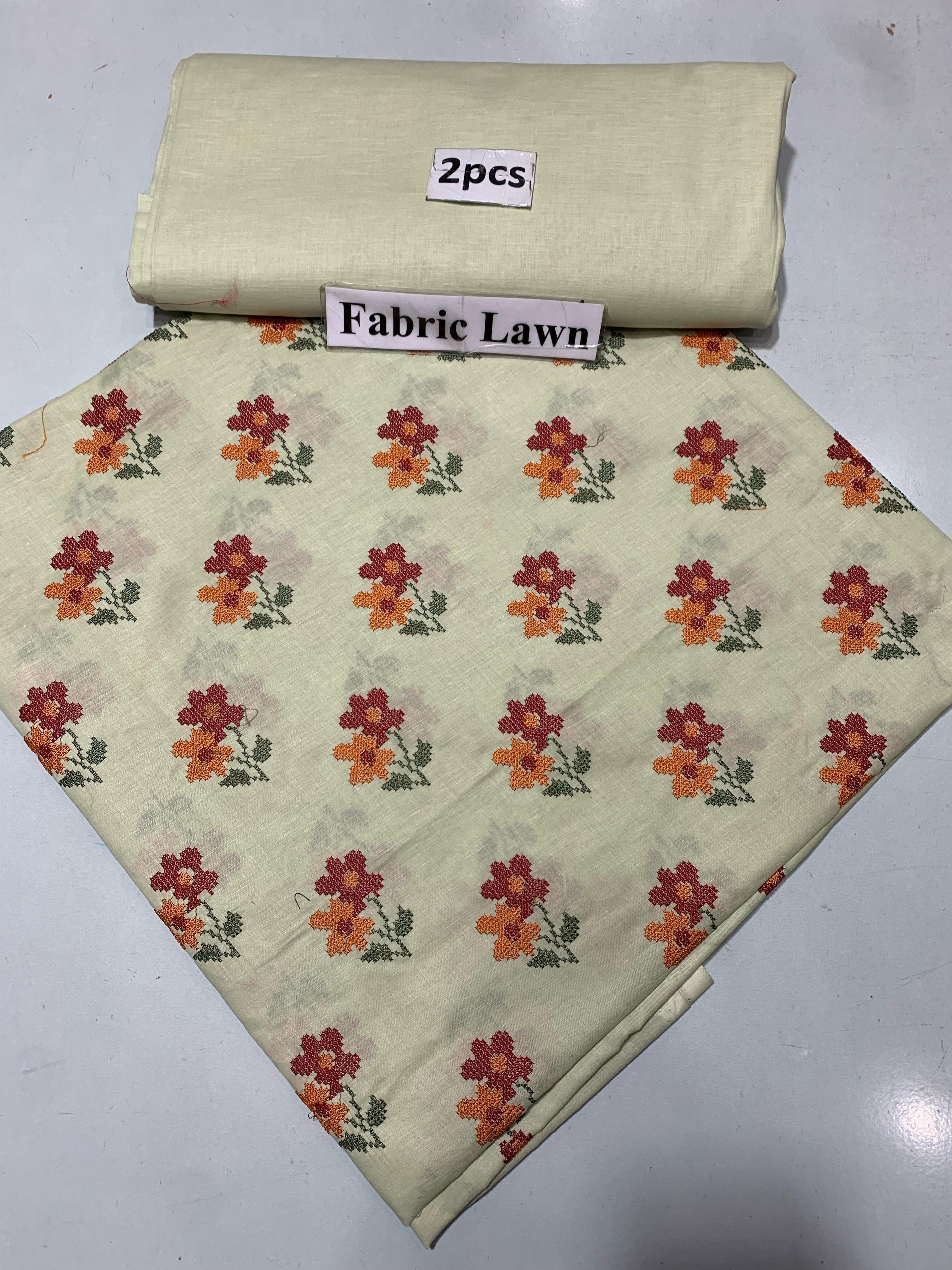 Embroidered - Lawn 2 Pcs   Unstitched Shirt and Trouser