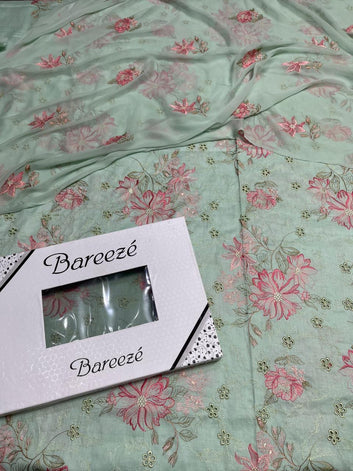 Bareeze Chikan Kari - Lawn 3 Pcs Allover Embroidered unstitched Dress with Chiffon Dupatta.