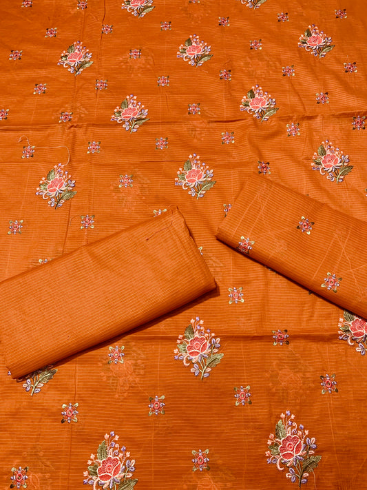 Beautiful Doria Lawn 2 Pcs Embroidered Unstitched Suit - Summer Oufits.