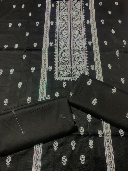 Beautiful Doria Lawn 2 Pcs Embroidered Unstitched Suit - Summer Oufits.