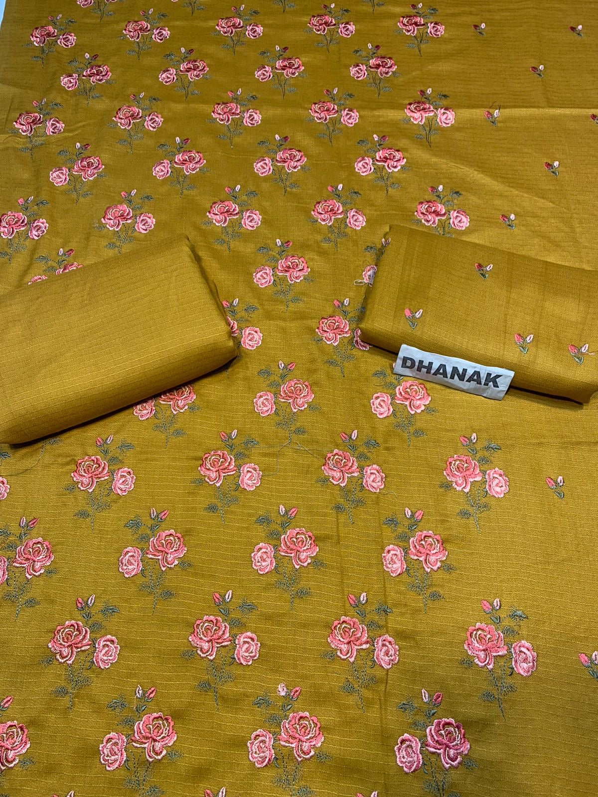 Doria Dhanak - 2Pcs Embroidered Shirt with Plain Trouser.