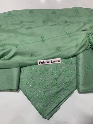 Chikan Kari - Lawn 3 Pcs Embroidered unstitched Dress with Chiffon Dupatta.