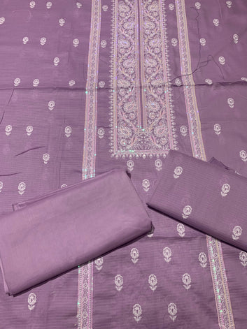 Beautiful Doria Lawn 2 Pcs Embroidered Unstitched Suit - Summer Oufits.