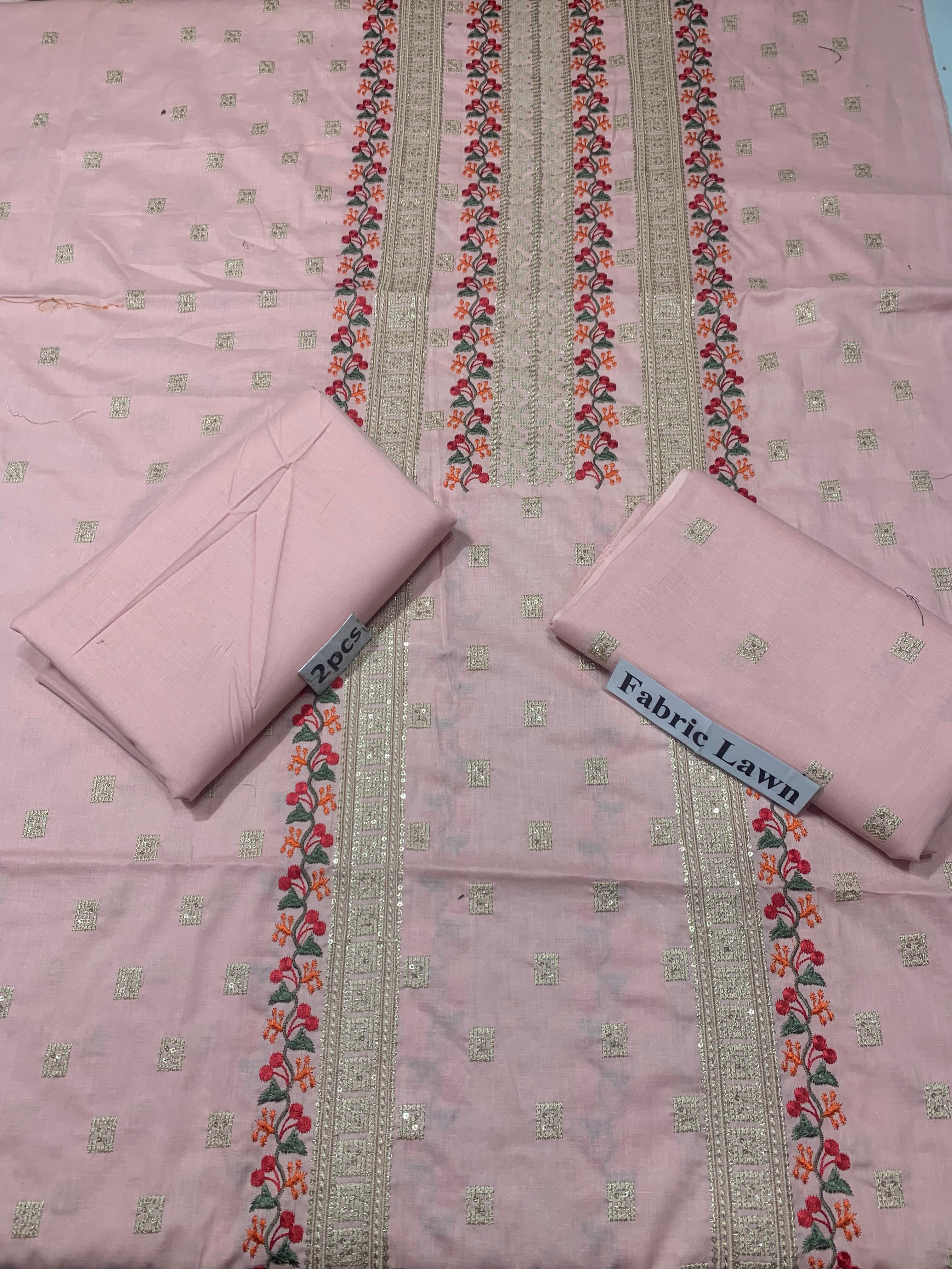 Embroidered - Lawn 2 Pcs   Unstitched Shirt and Trouser