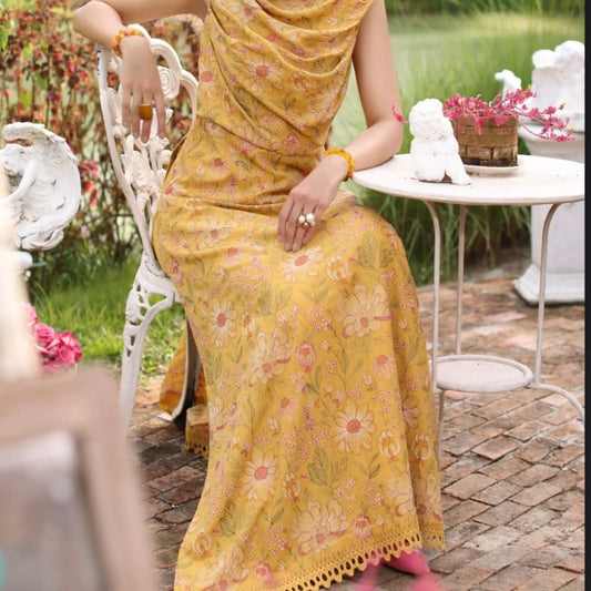 Bareeze- Karandi 3 Pcs All Over Embroidered Unstitched Suit With Chiffon Dupatta