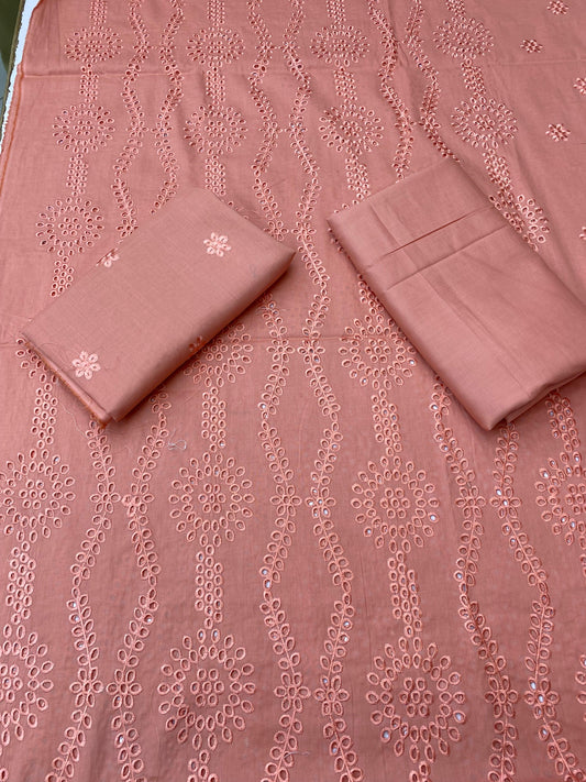 Chikan Kari - Lawn 2 Pcs Embroidered Unstitched Suit - Summer Oufits.