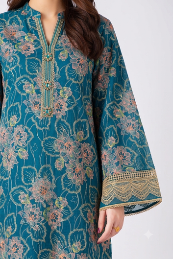 Bareeze Chikan Kari - Lawn 3 Pcs Allover Embroidered unstitched Dress with Chiffon Dupatta.
