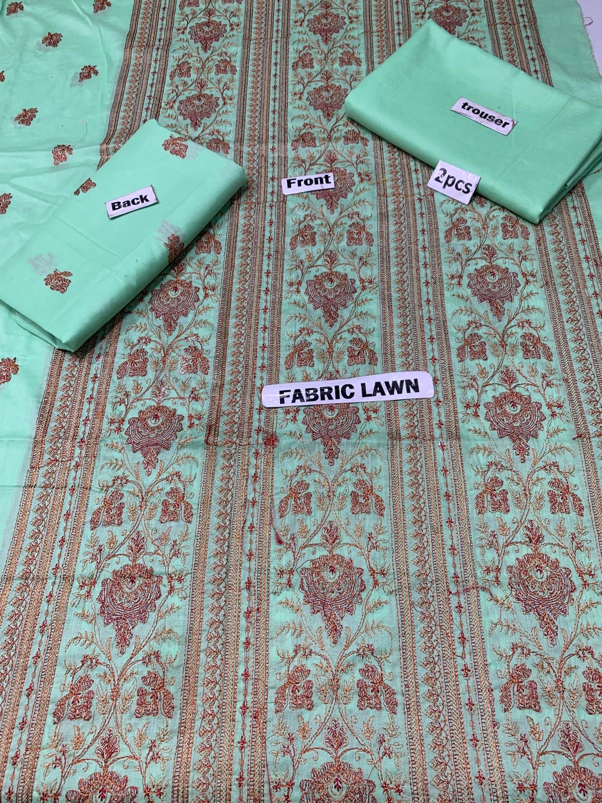 Embroidered - Lawn 2 Pcs   Unstitched Shirt and Trouser