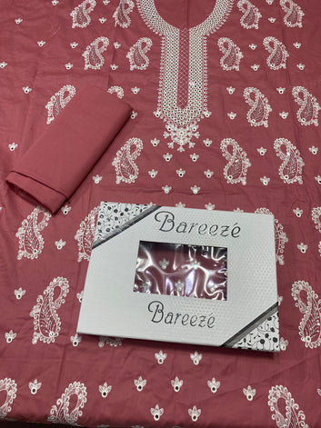 9mm - Lawn 2 Pcs Embroidered Unstitched Suit - Summer Oufits.