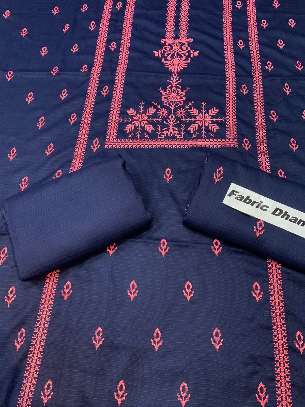 Doria Dhanak - 2Pcs Embroidered Shirt with Plain Trouser