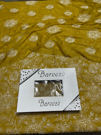 Bareeze - Lawn 3 Pcs Allover Embroidered unstitched Dress with Chiffon Dupatta.