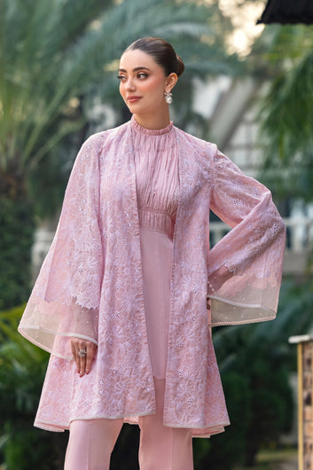 Bareeze - Chikan Kari Lawn 3 Pcs Allover Embroidered unstitched Dress with Chiffon Dupatta.