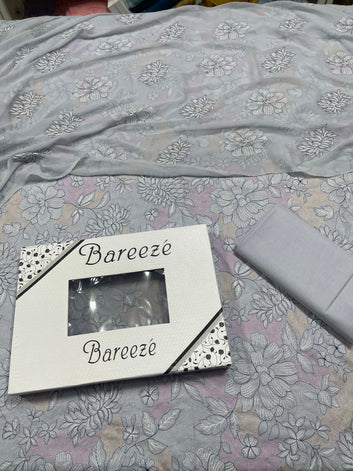 Bareeze - Lawn 3 Pcs Allover Embroidered unstitched Dress with Chiffon Dupatta.
