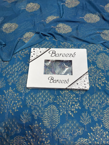 Bareeze- Karandi 3 Pcs All Over Embroidered Unstitched Suit With Chiffon Dupatta