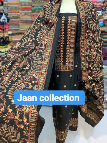 Bareeze - karandi 3Pc Embroidered Unstitched Outfit: winter wear Latest Fashion