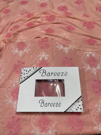 Bareeze Chikan Kari - Lawn 3 Pcs Allover Embroidered unstitched Dress with Chiffon Dupatta.