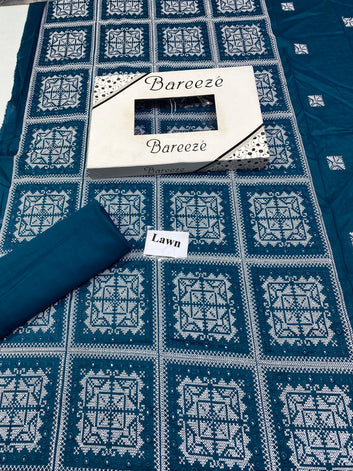 Chikan Kari - Lawn 2 Pcs Embroidered Unstitched Suit - Summer Oufits.