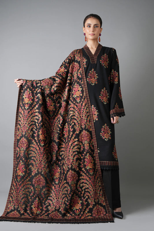 Bareeze - karandi 3Pc Embroidered Unstitched Outfit: winter wear Latest Fashion