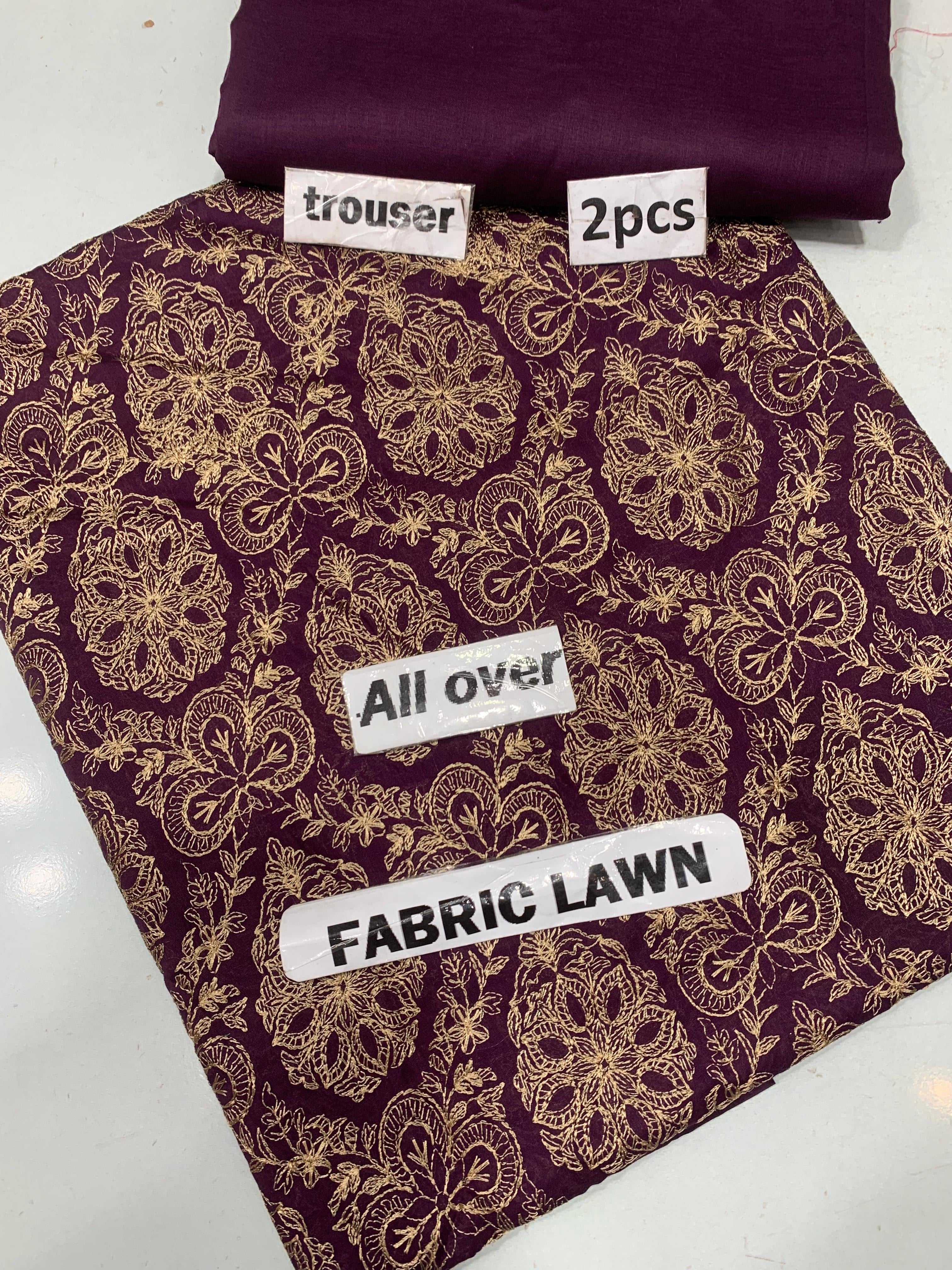 All Over Embroidered - Lawn 2 Pcs   Unstitched Shirt and Trouser