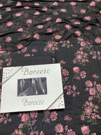 Bareeze - Lawn 3 Pcs Allover Embroidered unstitched Dress with Chiffon Dupatta.