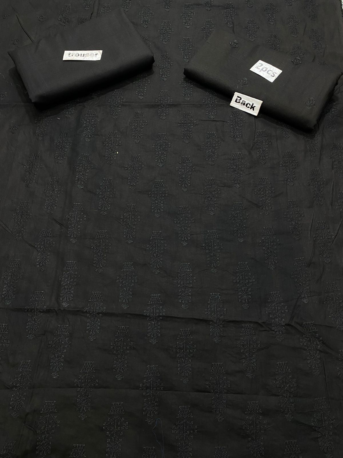 Embroidered - Lawn 2 Pcs               Black over Black Unstitched shirts and Trousers