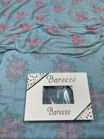 Bareeze - Lawn 3 Pcs Allover Embroidered unstitched Dress with Chiffon Dupatta.