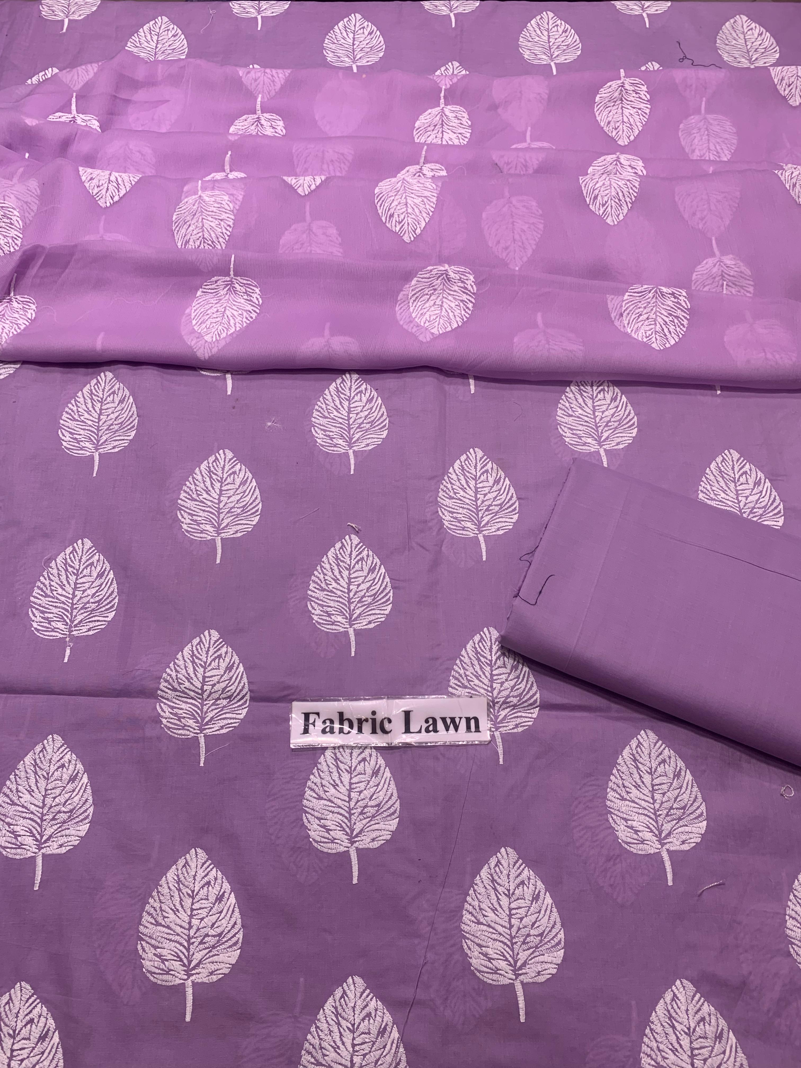 Lawn - 3Pcs All Over Embroidered Unstitched Suit with Chiffon Dupatta