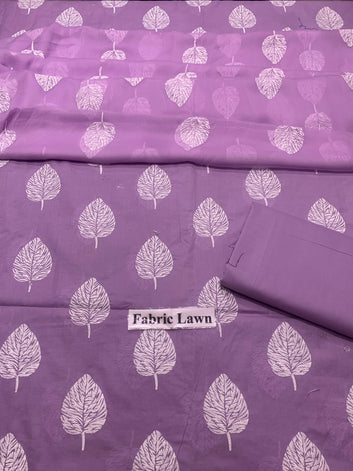 Lawn - 3Pcs All Over Embroidered Unstitched Suit with Chiffon Dupatta