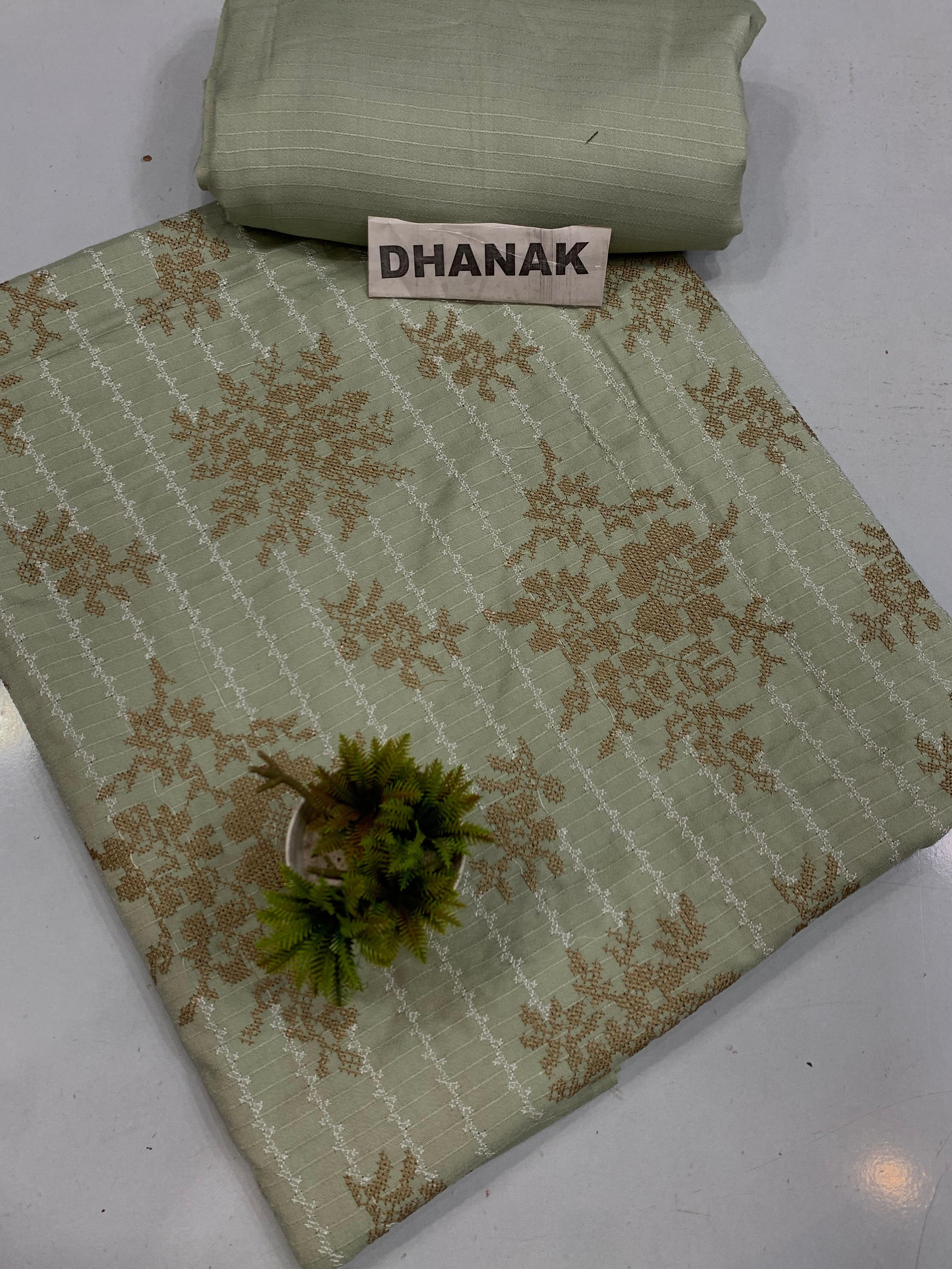 Doria Dhanak -  Allover 2Pcs Embroidered Shirt with Plain Trouser