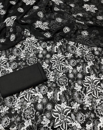 Bareeze Chikan Kari - Lawn 3 Pcs Allover Embroidered unstitched Dress with Chiffon Dupatta.