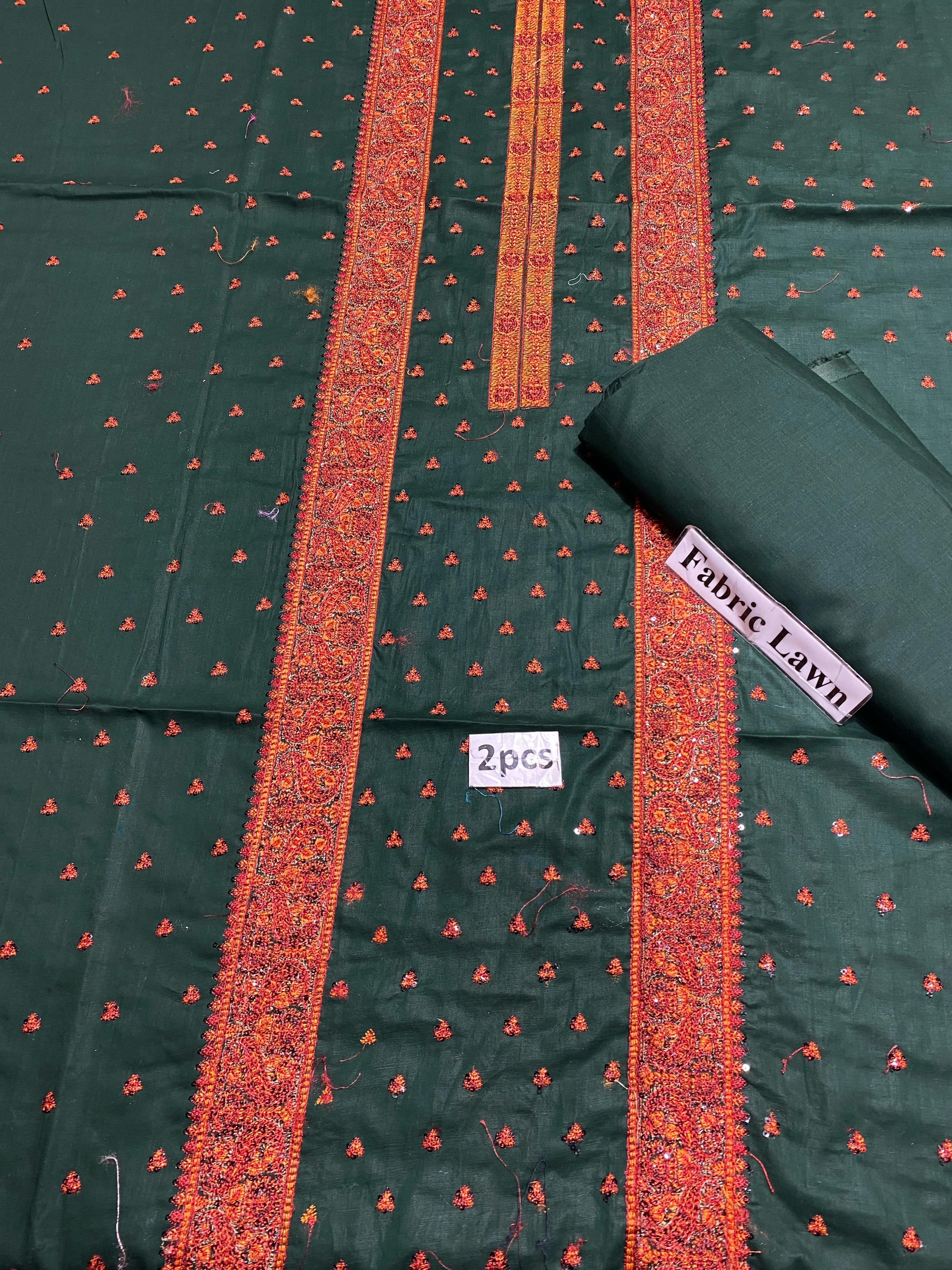 Embroidered - Lawn 2 Pcs   Unstitched Shirt and Trouser